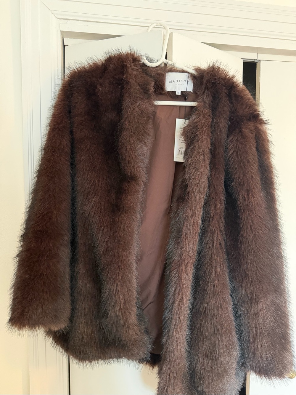 Madison Plush Teddy Jacket in Rich Brown